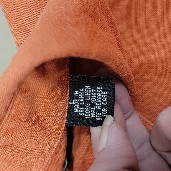 Joseph & Lyman, Size L, Burnt Orange Italian Linen Button Down Shirt Long Sleeve - Picture 4 of 11
